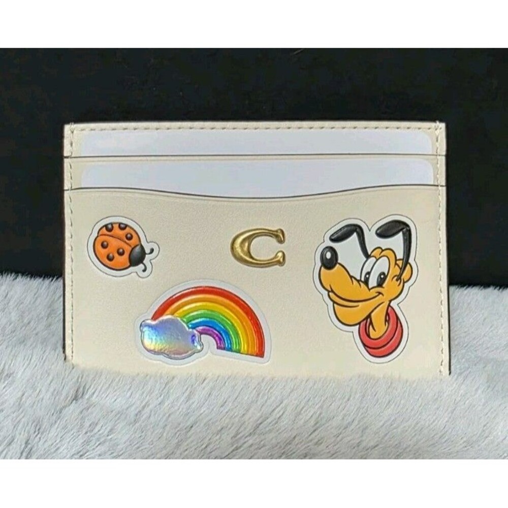 Disney X Coach Card Case CHALK Leather New